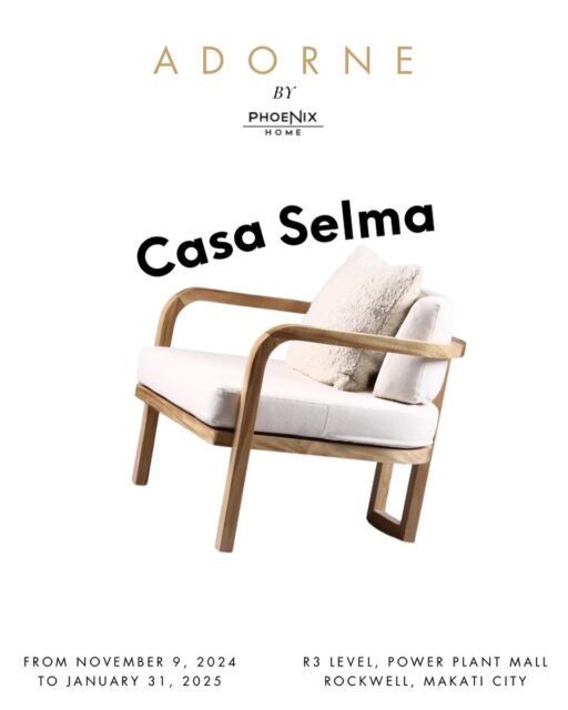 Presenting the next brand to join in ADORNE by Phoenix Home, @casaselma.ph ✨

Casa selma is a lifestyle brand based in Cebu City, centered in community and collaborations. With pieces ranging from furniture to accessories made through careful curation and diverse collaborations, Casa Selma aims to weave stories into your homes.

ADORNE by Phoenix Home soft opening on November 9
(Saturday)

Located at R3 Level, Power Plant Mall Rockwell, Makati City (just beside Muji) 👋🏼